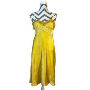 NWT Eairth Anthropologie Boho Dreamer Organic Silk Yellow Lemonata Dress…